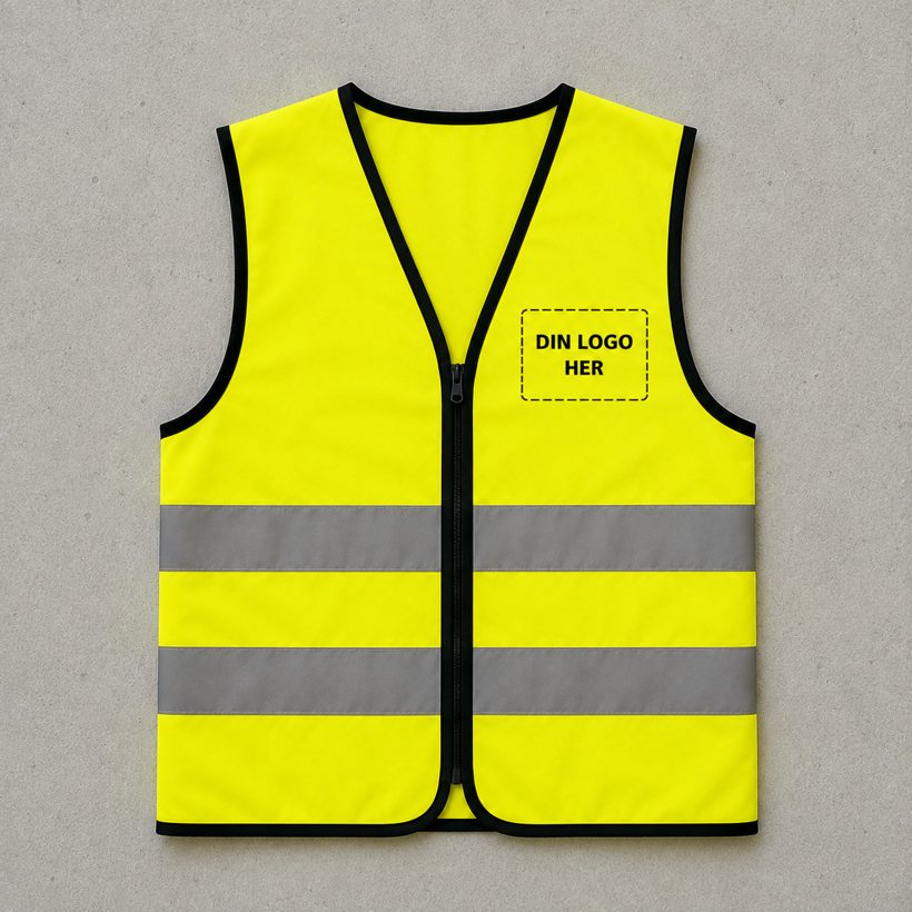Refleksvest sett forfra med felt for logo på brystet